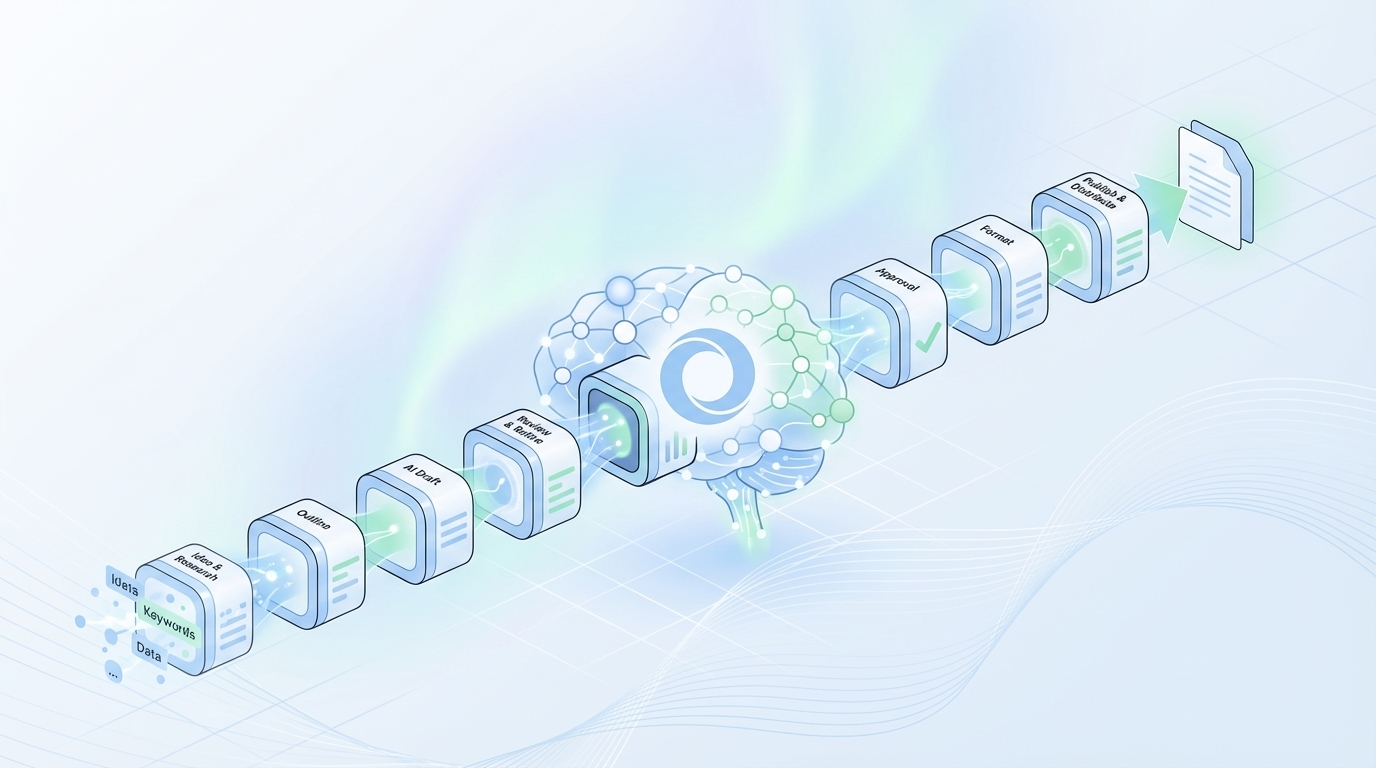 AI-Assisted Content Workflow: 8-Step Playbook to Cut Draft Time 60% - Oleno professional guide illustration