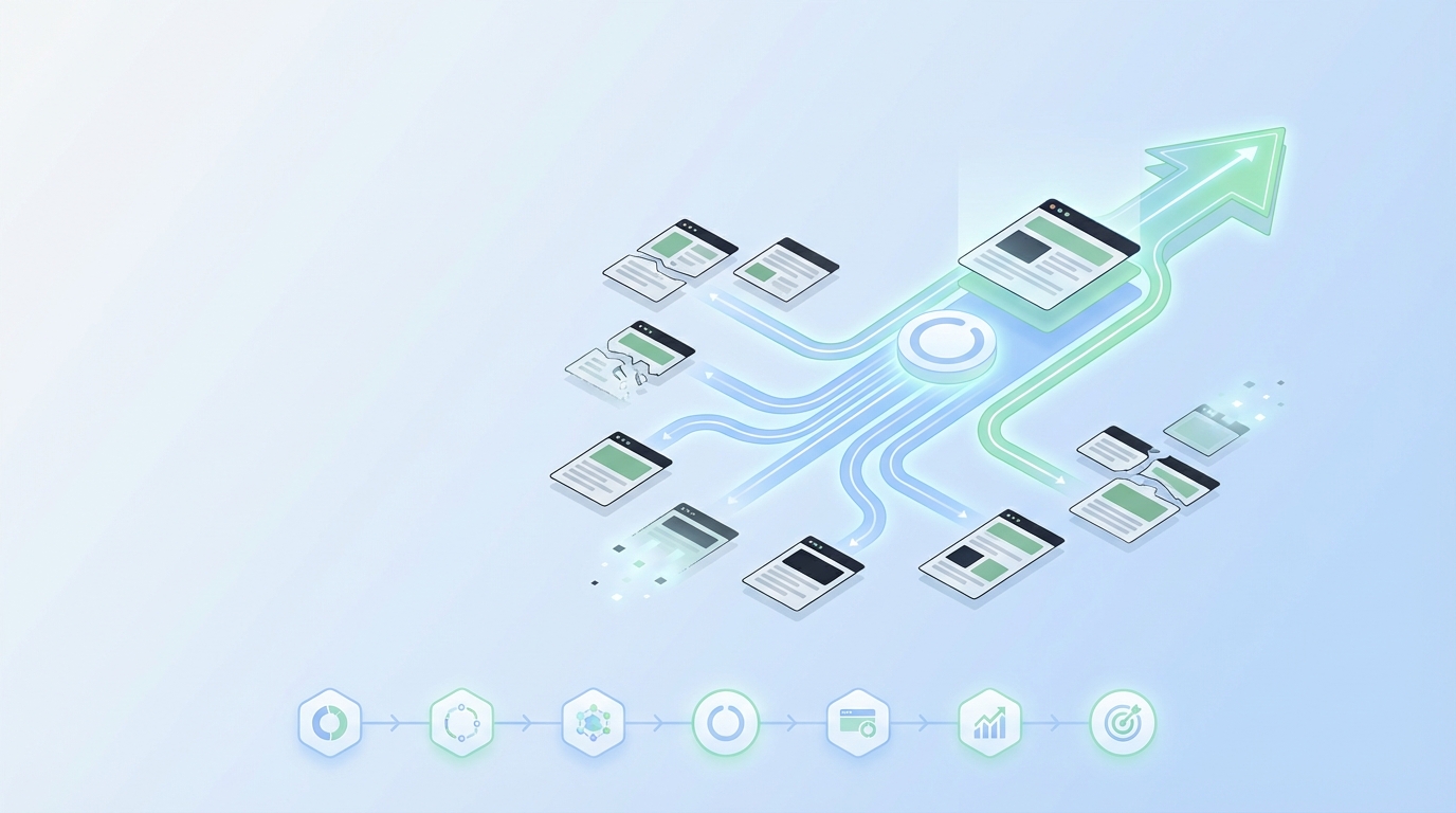 SEO Content Pruning: 7-Step Playbook to Consolidate & Boost Rankings - Oleno professional guide illustration