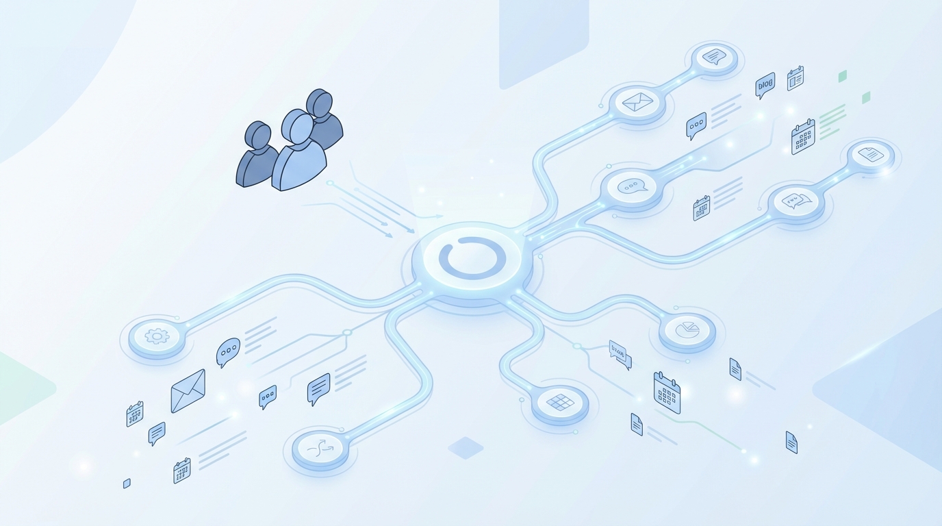 How Oleno Automates 6week Crosschannel Sequencing for Small Teams concept illustration - Oleno