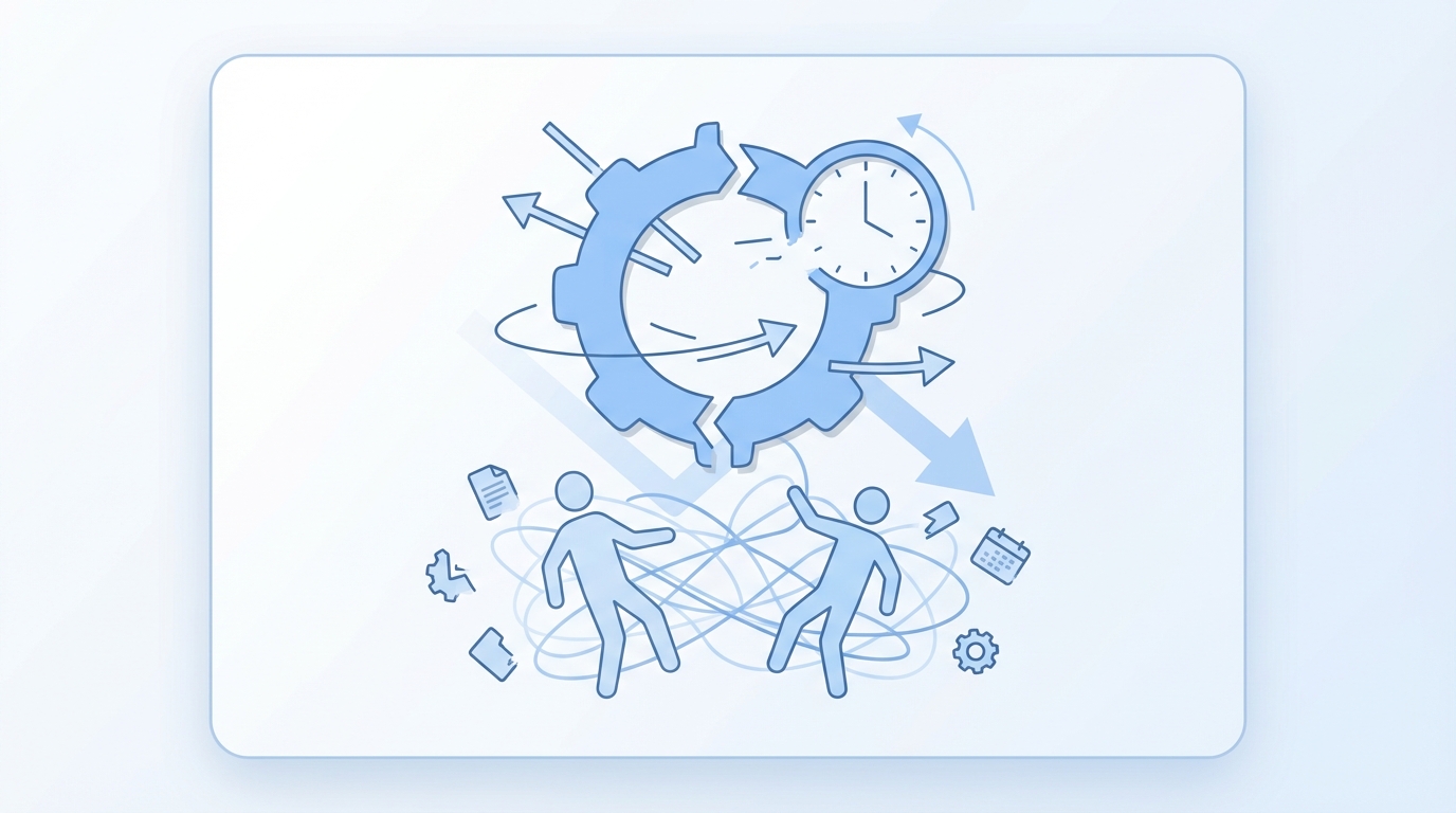 When tests backfire, teams lose time, trust, and momentum concept illustration - Oleno