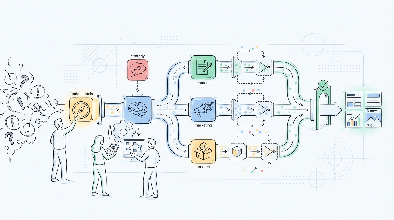 The New Way To Produce Accurate, Product-Grounded Marketing Content concept illustration - Oleno