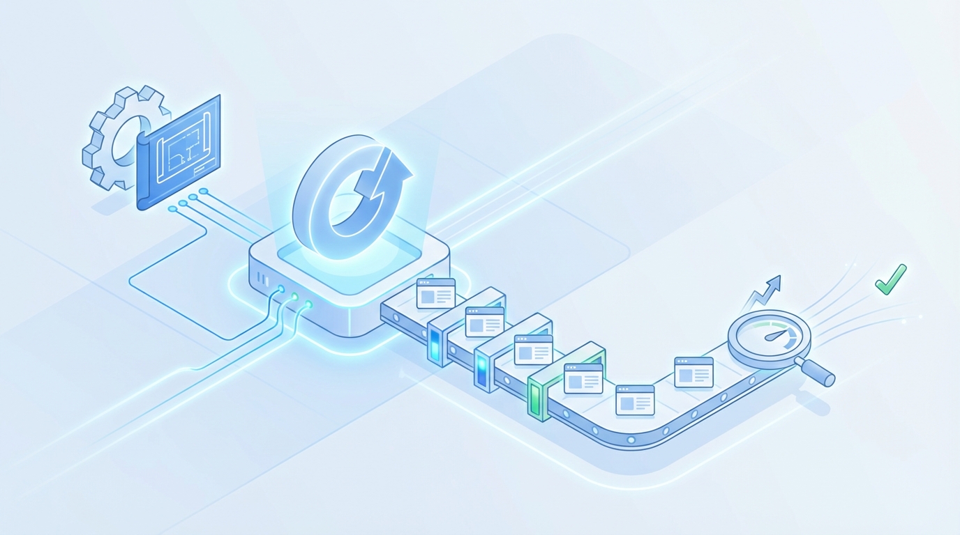How To Automate Technical SEO For Scale Without Breaking Content concept illustration - Oleno