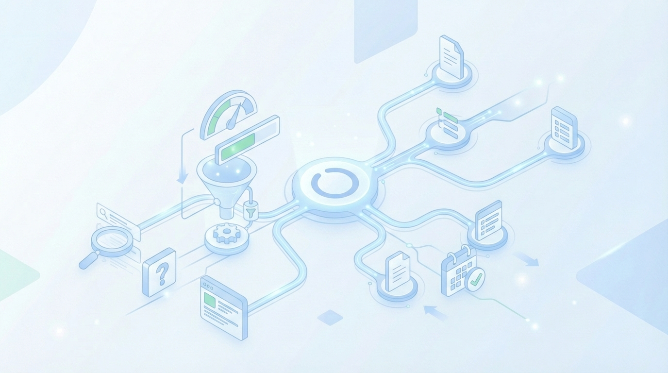 The New Way: Build a SERP Feedback Loop For Topic Selection concept illustration - Oleno