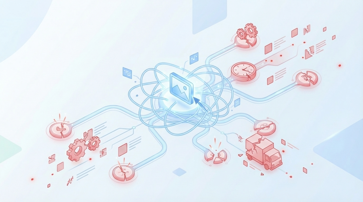 The Pain Of Last-Minute Visual Fixes concept illustration - Oleno