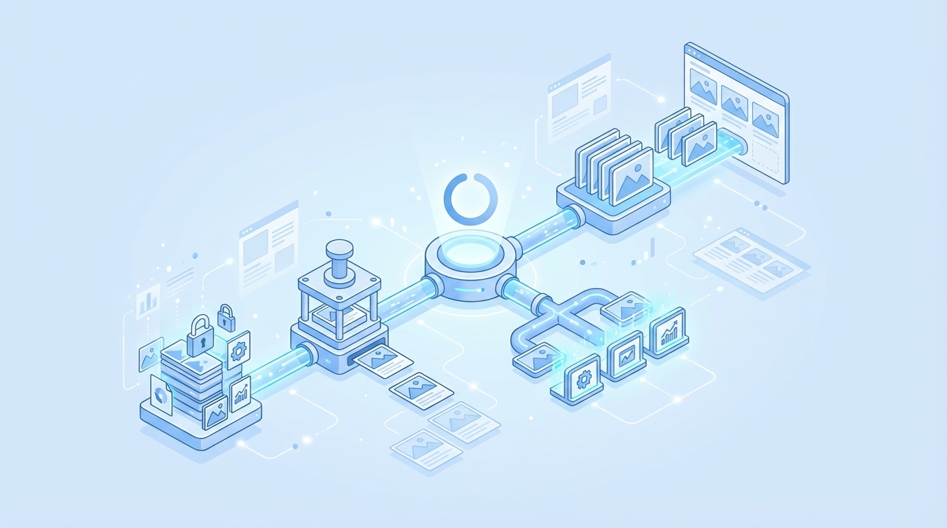 The New Way To Produce On-Brand Web Images Every Time (7 Steps) concept illustration - Oleno