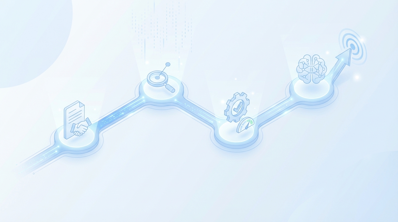 How to build an ai-driven content-to-pipeline model, steps 1-4 concept illustration - Oleno