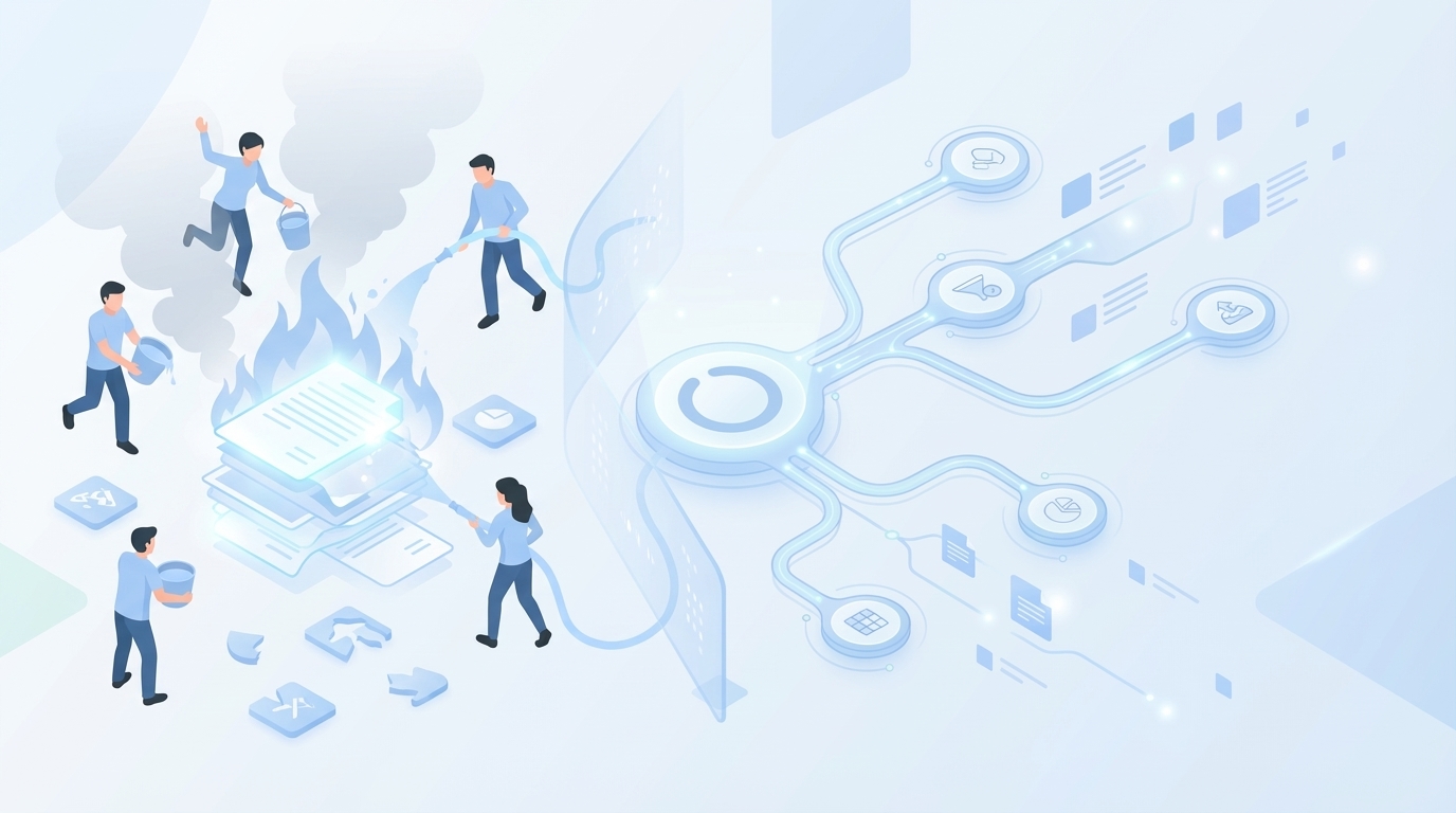 When Shipping Feels Like Fighting A Fire Every Day concept illustration - Oleno