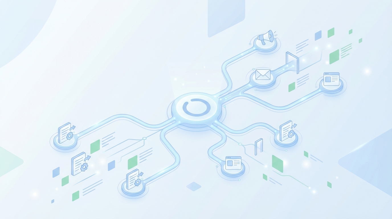 How Oleno Powers Repeatable Co-Marketing Content, Without Running Your Campaigns concept illustration - Oleno