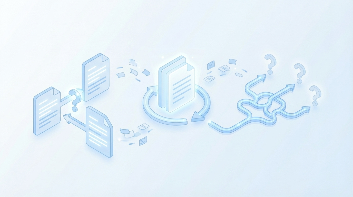 When The Team Feels It: The Rewrites, The Cannibalization, The Unclear Next Topic concept illustration - Oleno