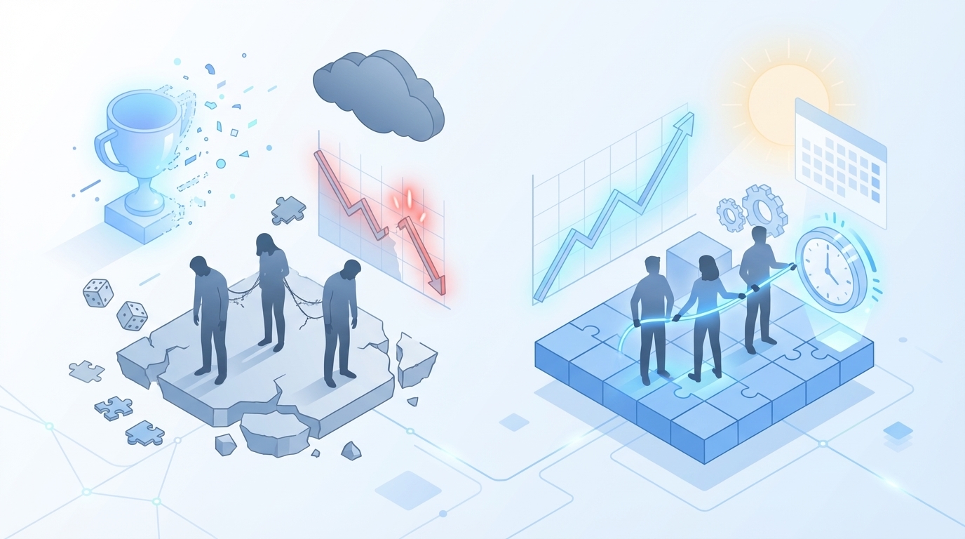 When Winners Fade And Teams Lose Confidence concept illustration - Oleno