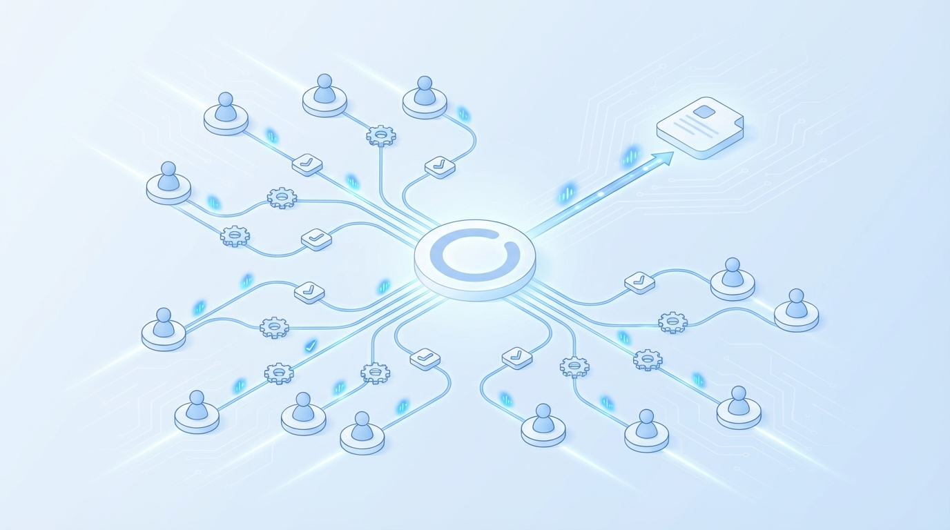 How Oleno Automates Quality Control Across 50 Plus Contributors concept illustration - Oleno