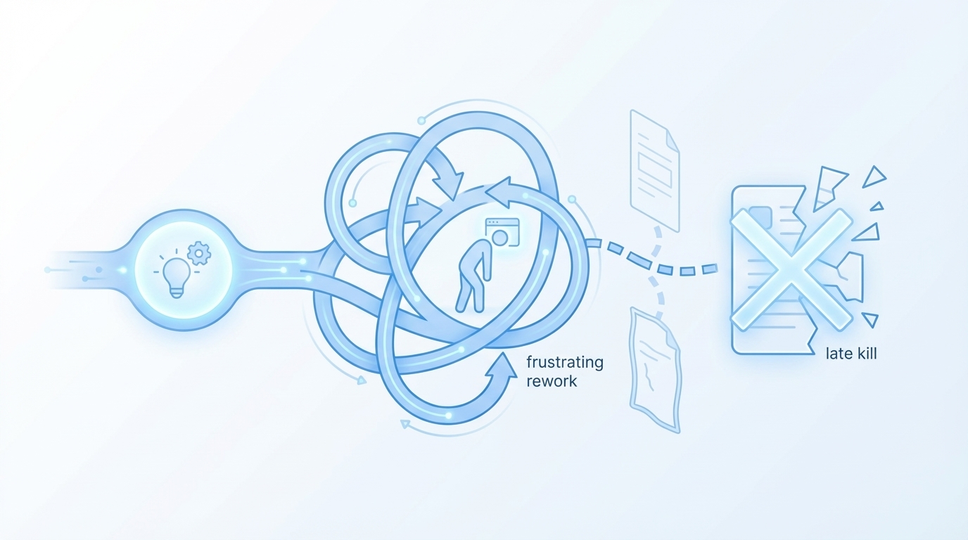 Why Teams Feel Stuck: Frustrating Rework And Late Kills concept illustration - Oleno