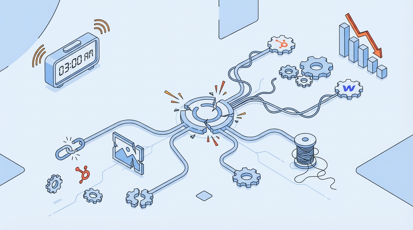 When Content Fails At The Worst Time concept illustration - Oleno