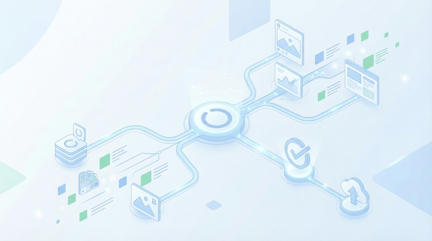 How Oleno Automates Brand�‑Consistent Visuals End‑To‑End concept illustration - Oleno