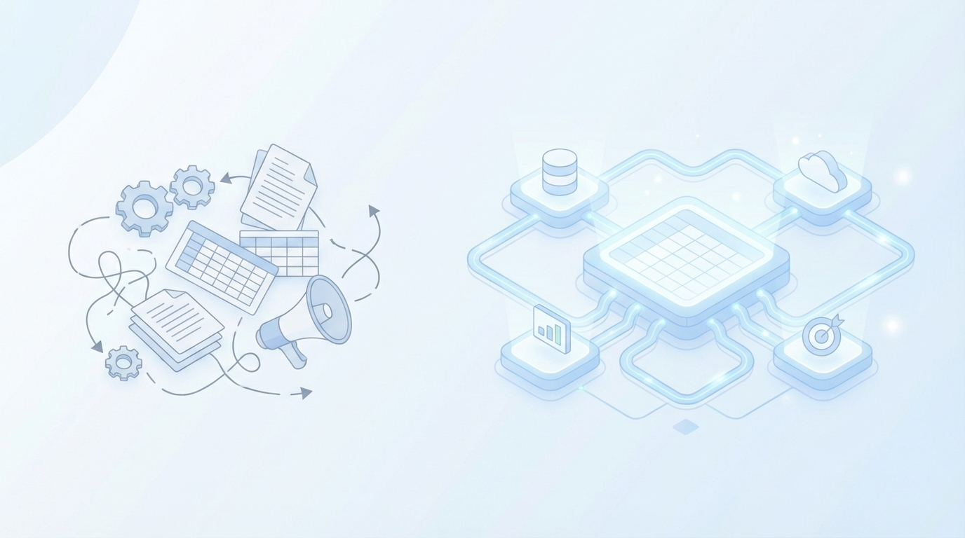 Old Way Vs Demand-Generation Execution Software (The One Table You Should Show Your Client) concept illustration - Oleno