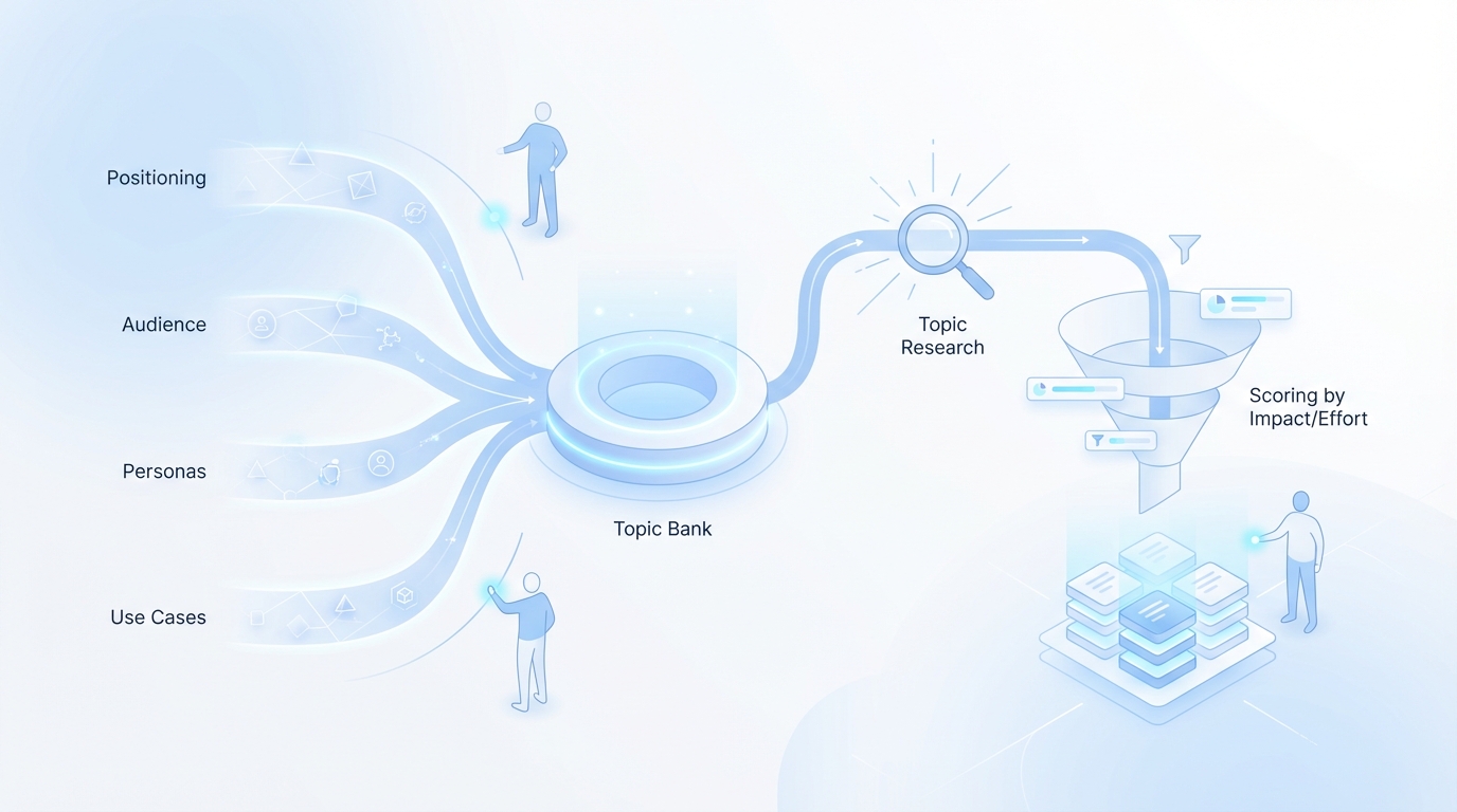 How to Build a Prioritized Topic Backlog That Holds Up concept illustration - Oleno