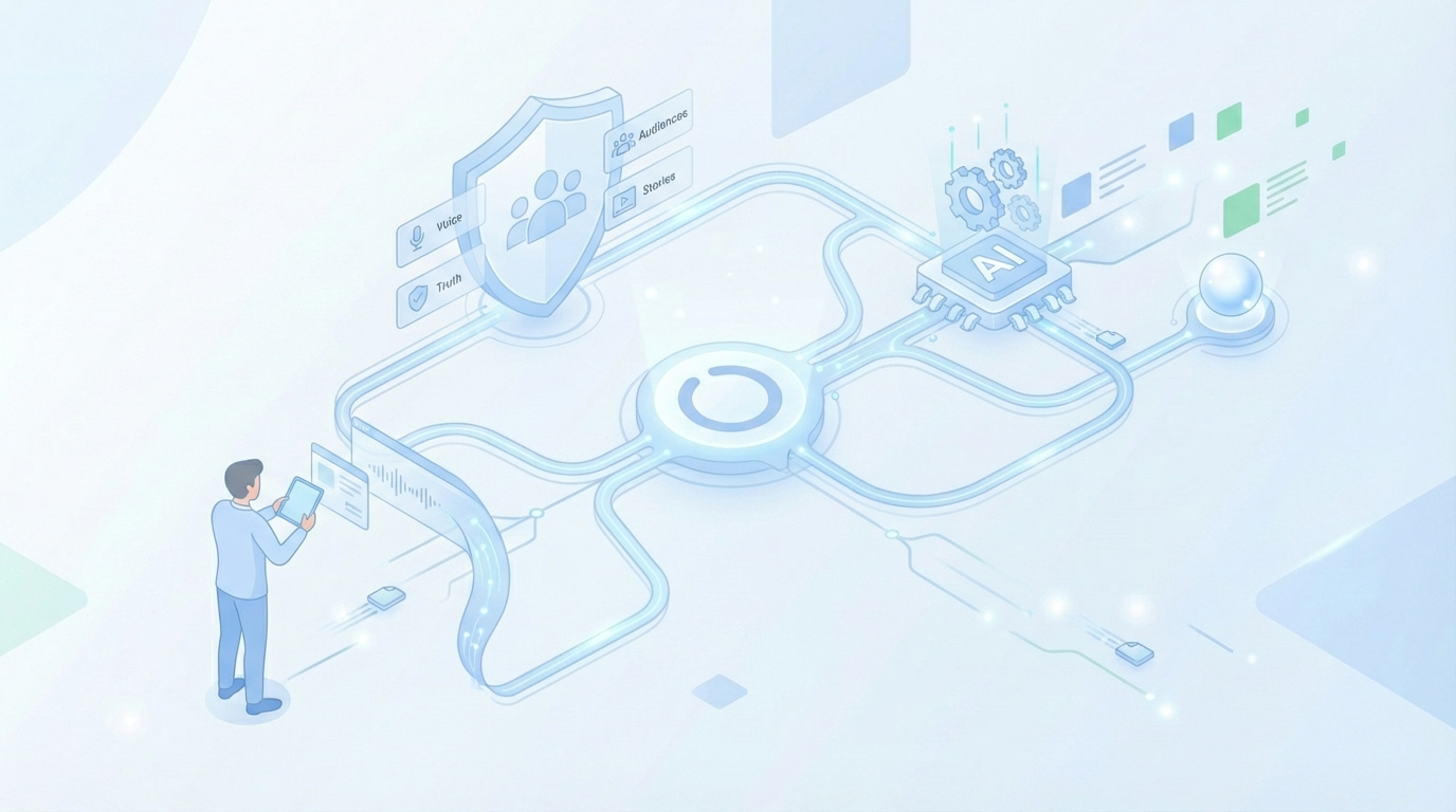 How Oleno Makes Human-in-the-Loop Orchestration Real concept illustration - Oleno