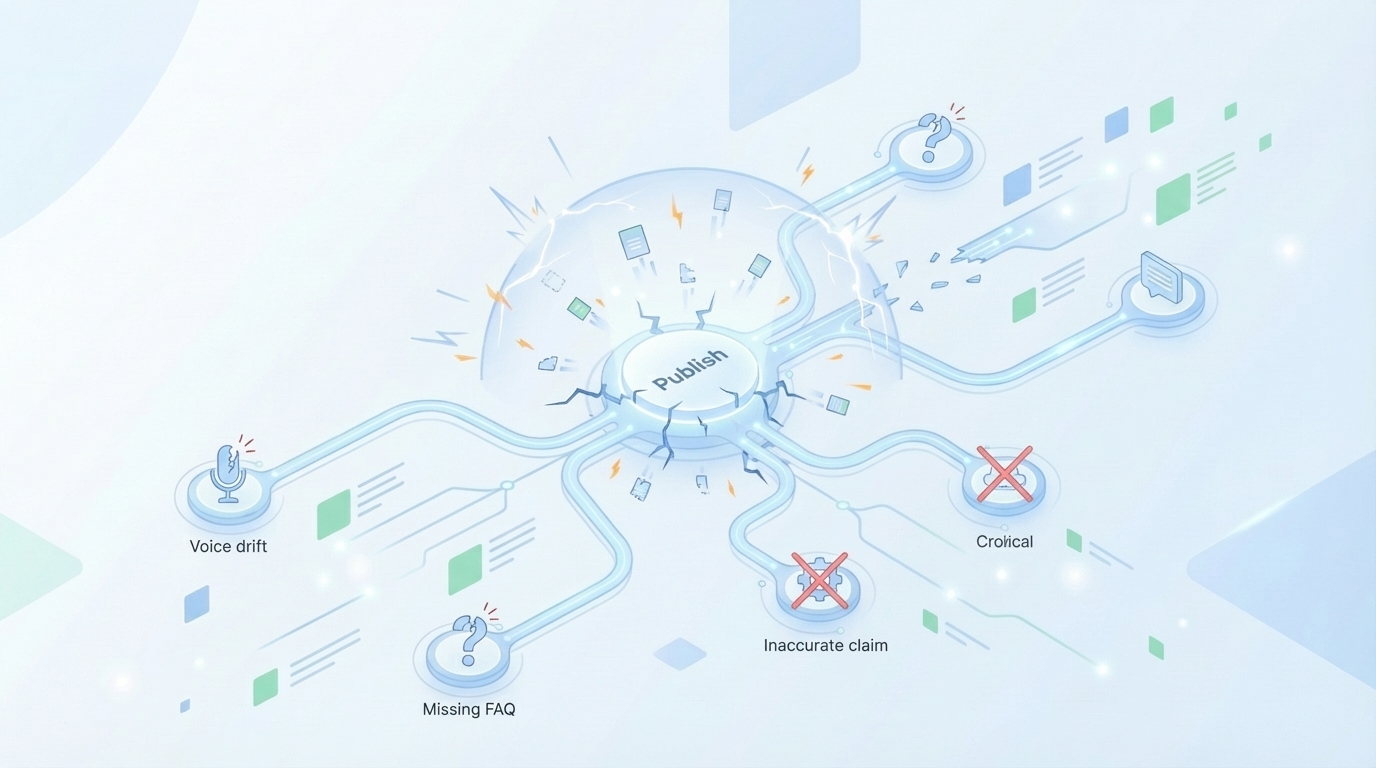 The Costly Moment Right Before You Hit Publish concept illustration - Oleno