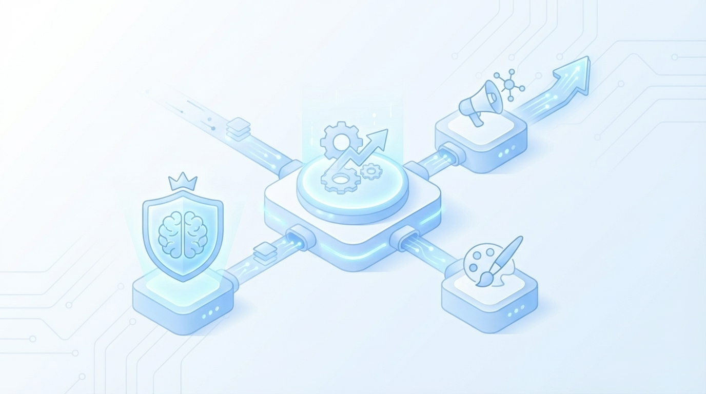 A Better Mix: Strategy In-House, Execution Through A Platform concept illustration - Oleno