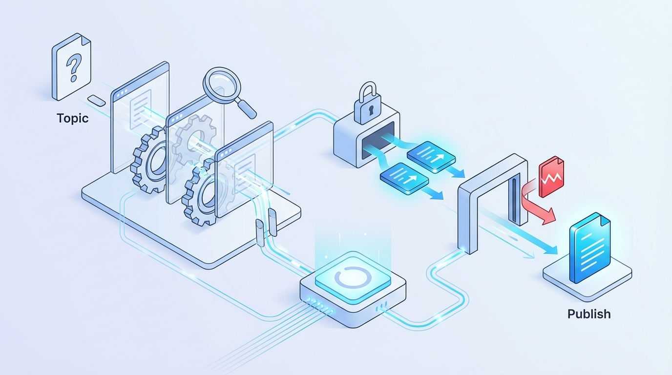 How Oleno Enforces Information Gain From Topic To Publish concept illustration - Oleno