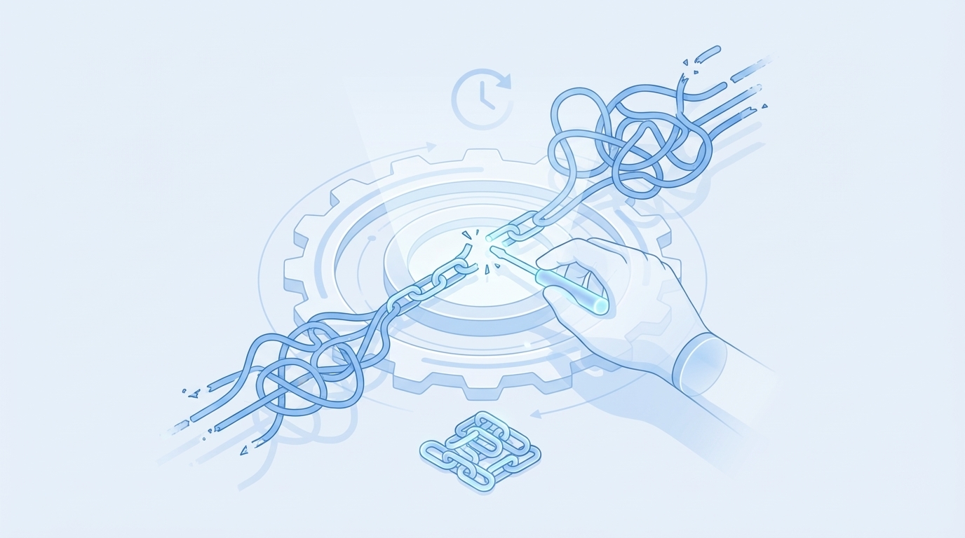 The Pain Of Fixing Links By Hand Every Quarter concept illustration - Oleno