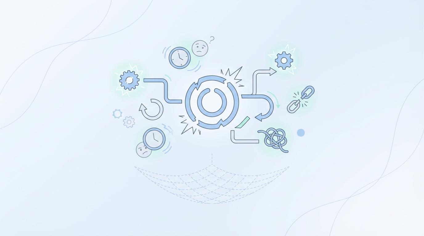 Operating Without A Net Is Exhausting concept illustration - Oleno