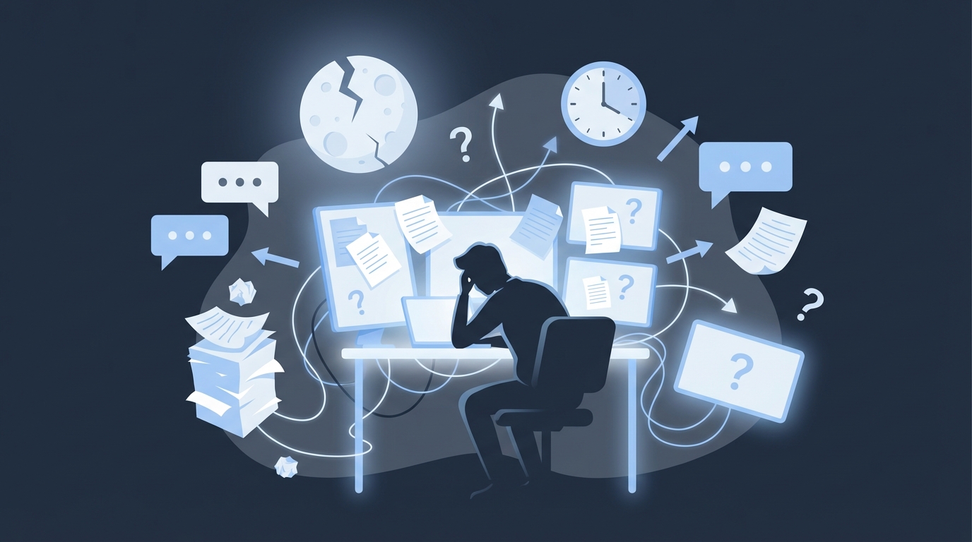 What It Feels Like When Repurposing Depends on People Not Data for Metadata-driven repurposing concept illustration - Oleno