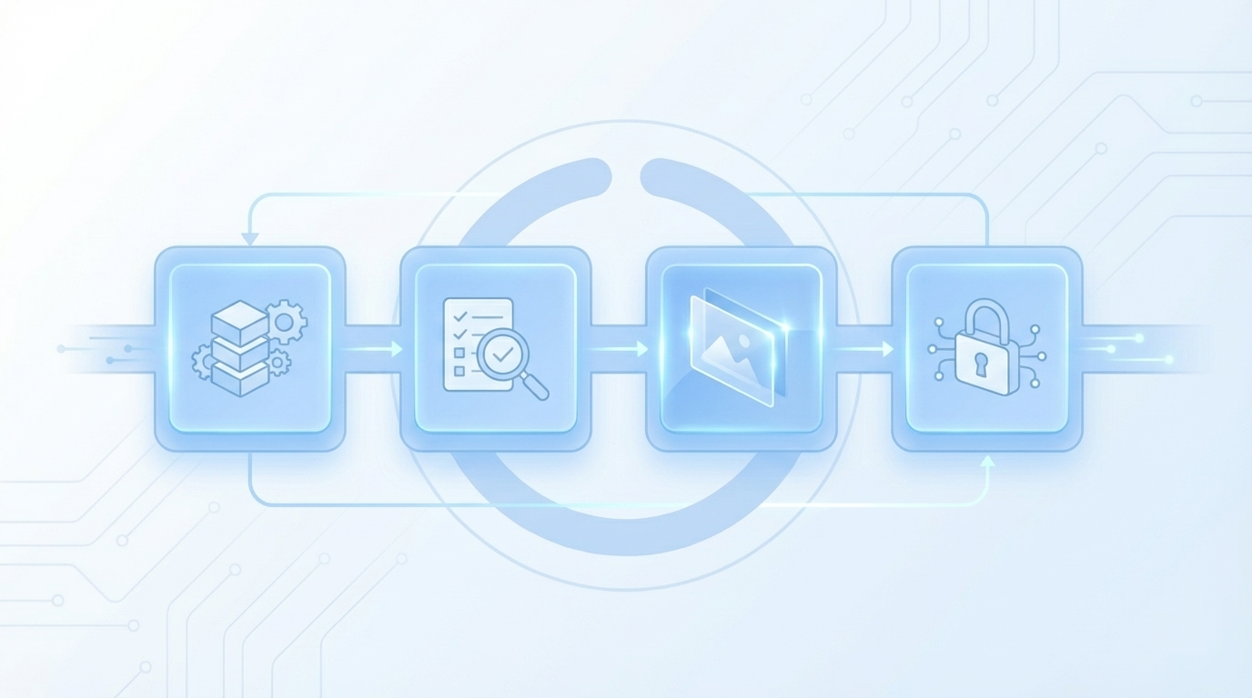 The Playbook: Steps 4–7 concept illustration - Oleno