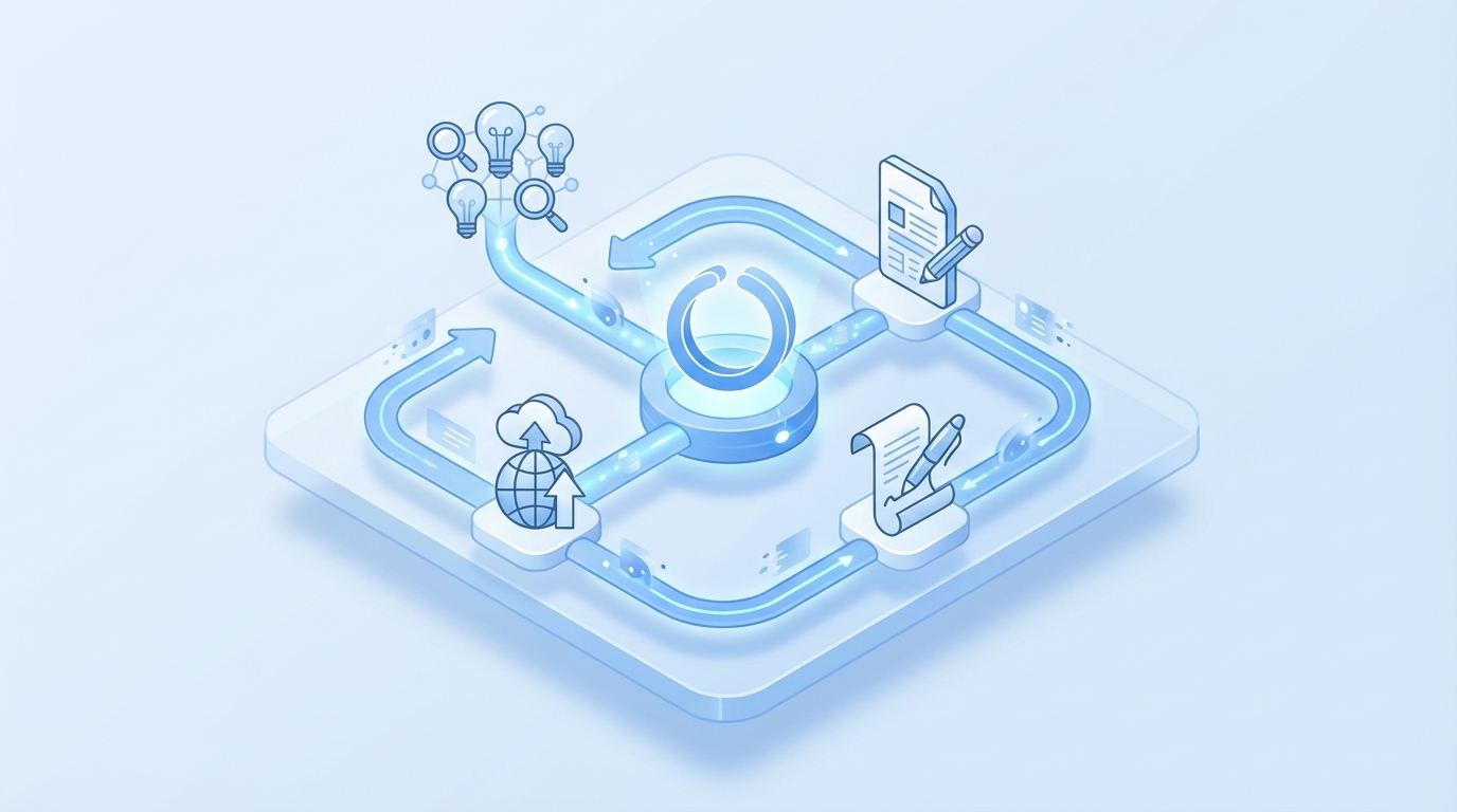 How Oleno Runs This Pipeline End To End concept illustration - Oleno