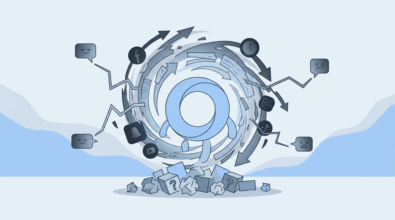 What It Feels Like When The Feed Turns On You for Performance-driven social recycling concept illustration - Oleno