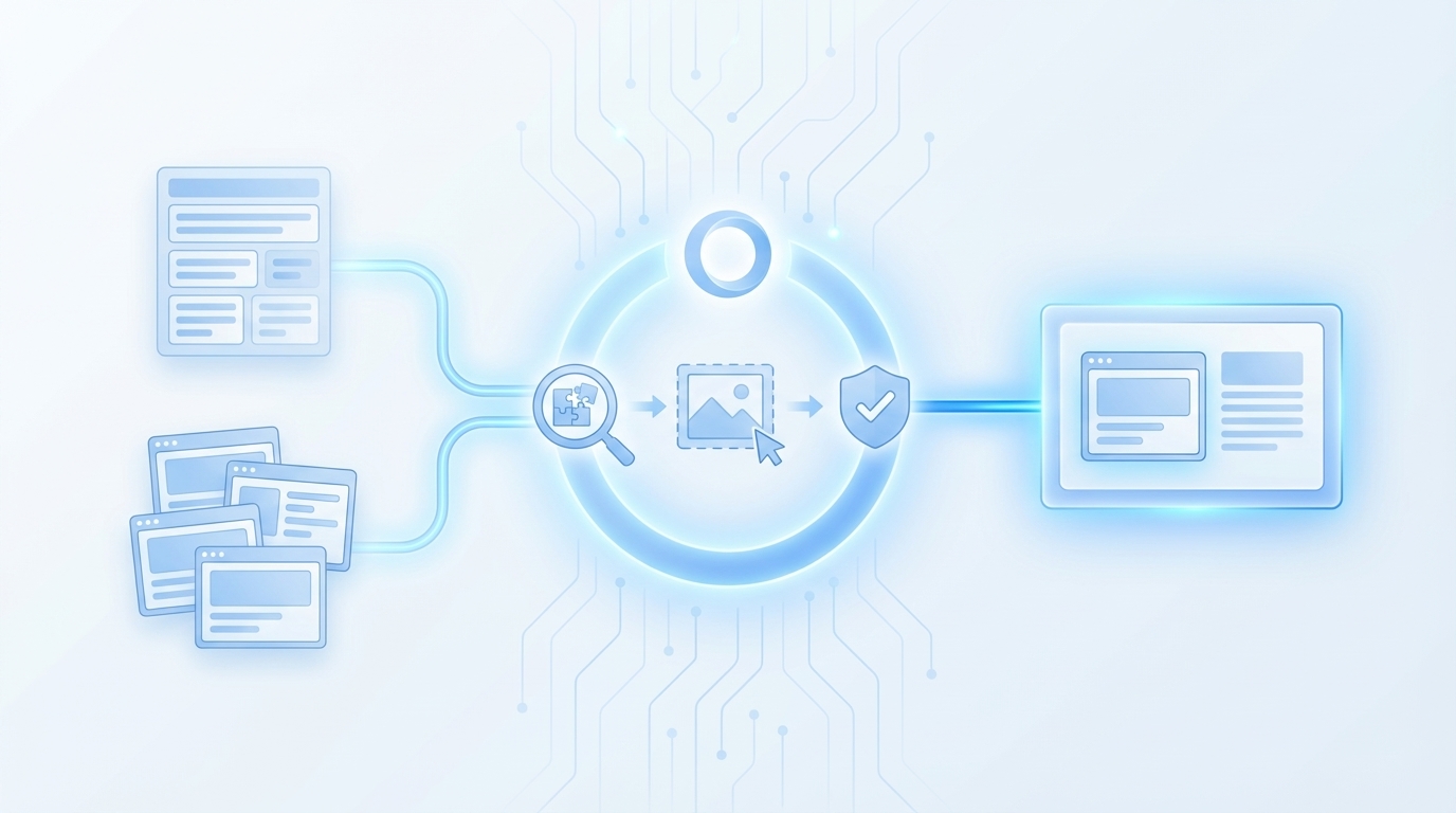 How Oleno automates visual matching, placement, and QA concept illustration - Oleno