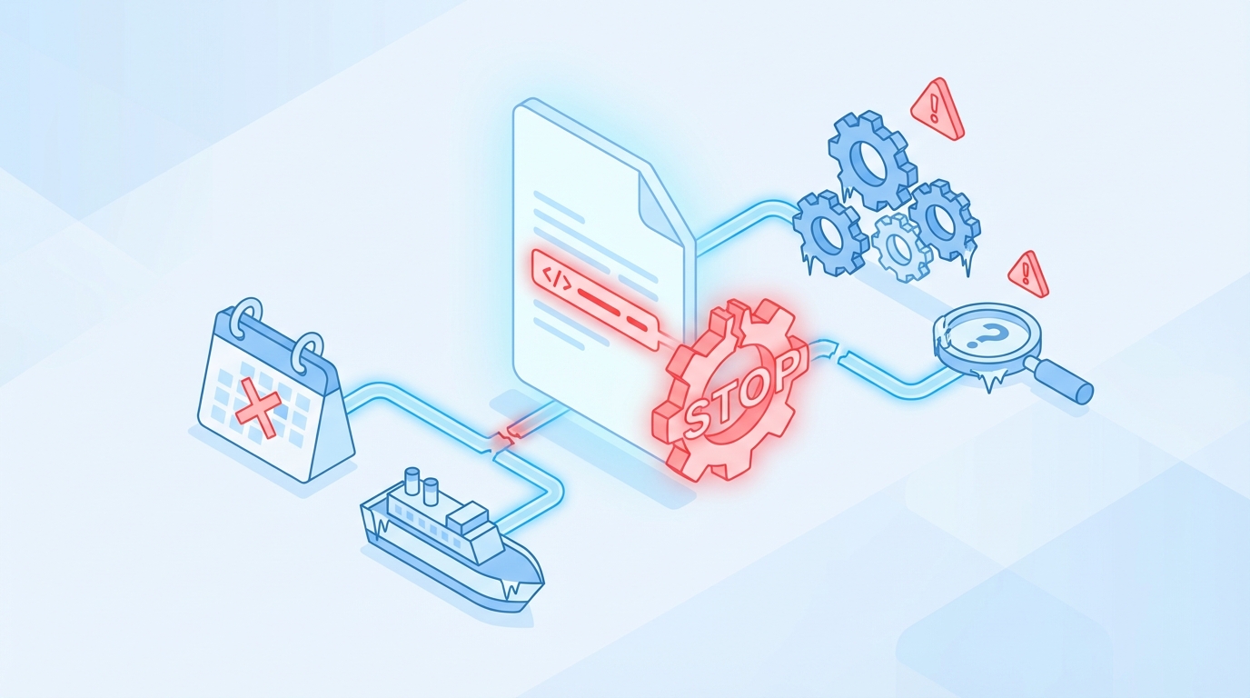 The Moment Everything Stops Because Of One Line concept illustration - Oleno