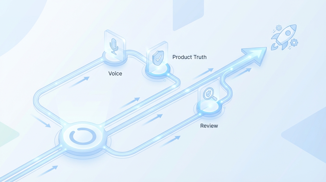 How Oleno Enforces Voice, Product Truth, And Review Without Slowing Releases concept illustration - Oleno
