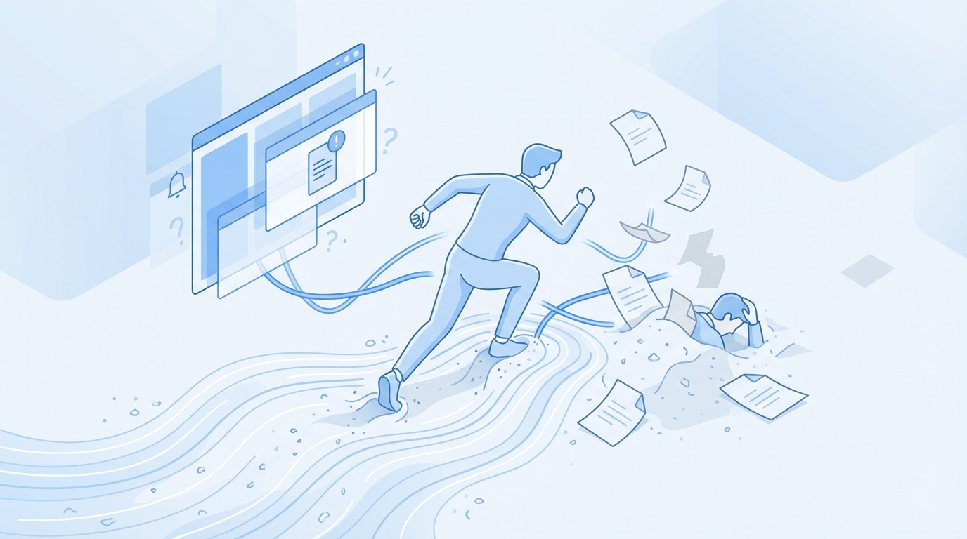 What This Feels Like Inside a Small Marketing Team concept illustration - Oleno