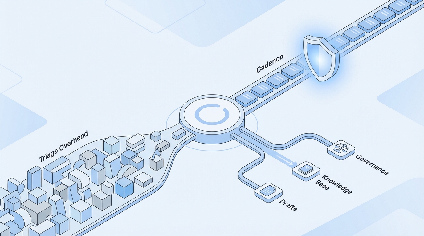How Oleno Protects Your Cadence And Reduces Triage Overhead concept illustration - Oleno