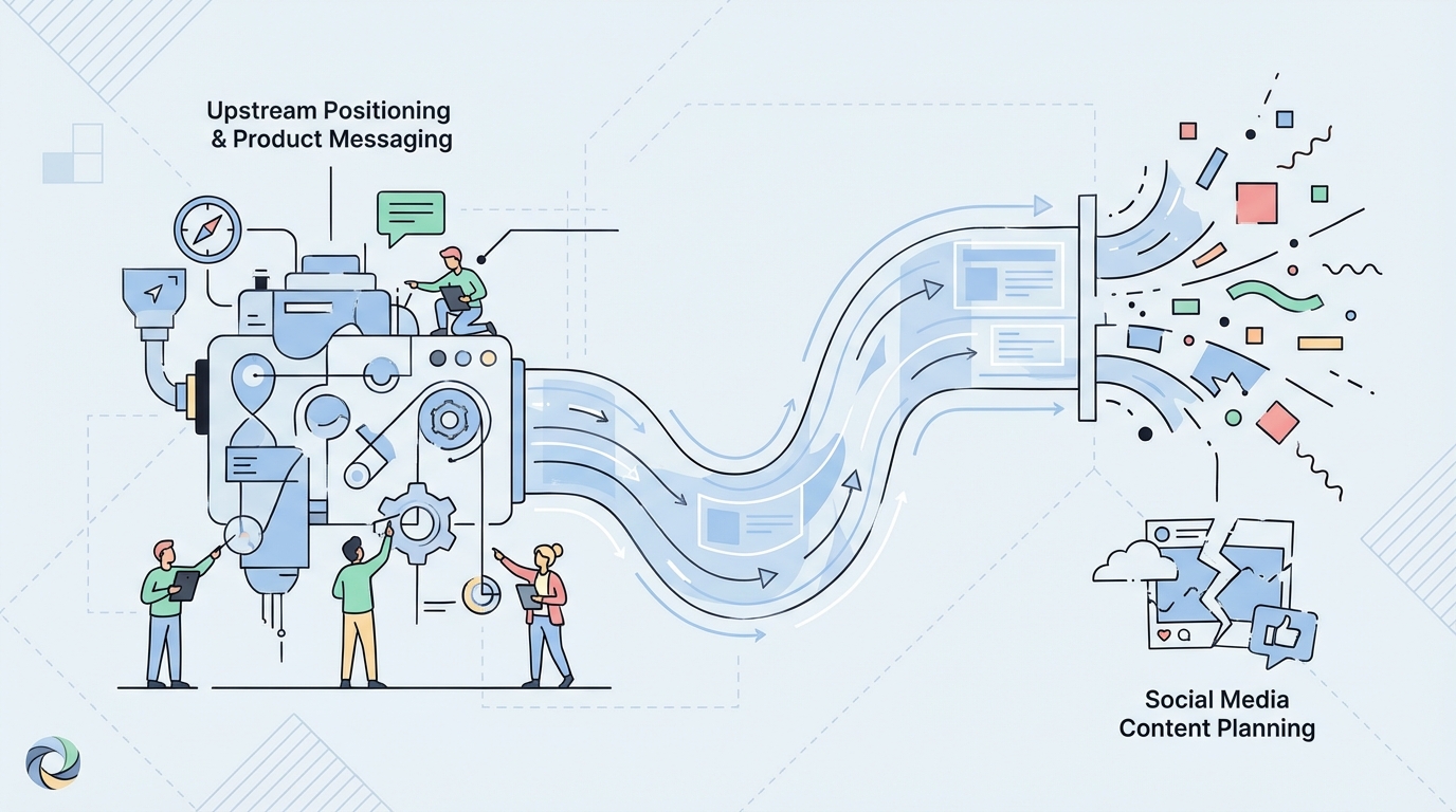 Why Social Media Content Planning Usually Breaks First concept illustration - Oleno