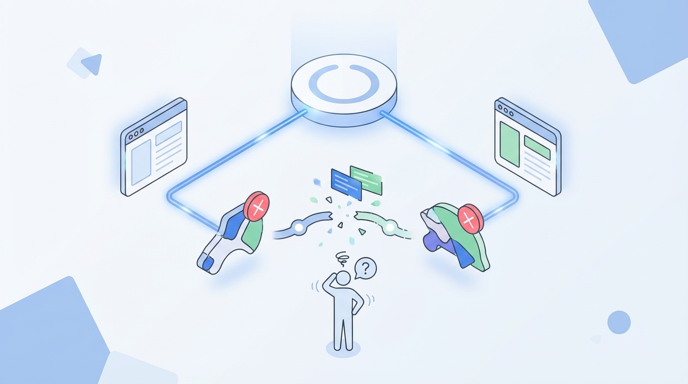 When Competing Pages Make You Look Unclear concept illustration - Oleno