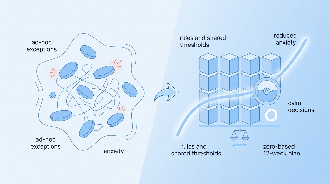 The Weekly Budget Anxiety You Can Finally Reduce concept illustration - Oleno