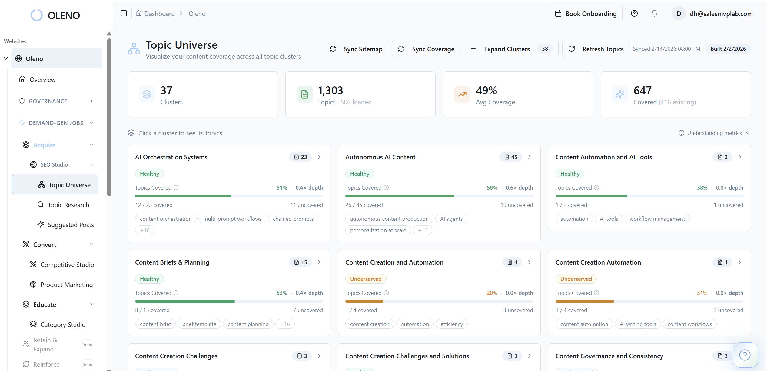 Programmatic SEO Studio eliminates the manual treadmill of keyword lists, ad-hoc briefs, and inconsistent SEO structure. It creates acquisition content at scale by discovering topics from your site, knowledge base, and competitive landscape, then running a locked-outline pipeline that produces, scores, enhances, and publishes articles on a steady cadence. This replaces fragmented research-and-write loops with a deterministic system that compounds topical coverage. For small teams, the payoff is material: move from 4–8 to 20–40+ publish‑ready articles per month without adding headcount while maintaining brand voice and on-page SEO structure. The built-in Topic Universe automatically discovers, scores, and organizes content topics across all studios. Topics are auto-promoted based on priority, quota availability, and strategic fit—not manually selected. The system maintains a rolling pipeline so you never run out of high-quality topics to publish. Because topics are enriched and de-duplicated, you build clusters intentionally rather than chasing random keywords. Governance guardrails keep positioning intact; the Quality Gate blocks thin content, so velocity doesn’t erode quality.