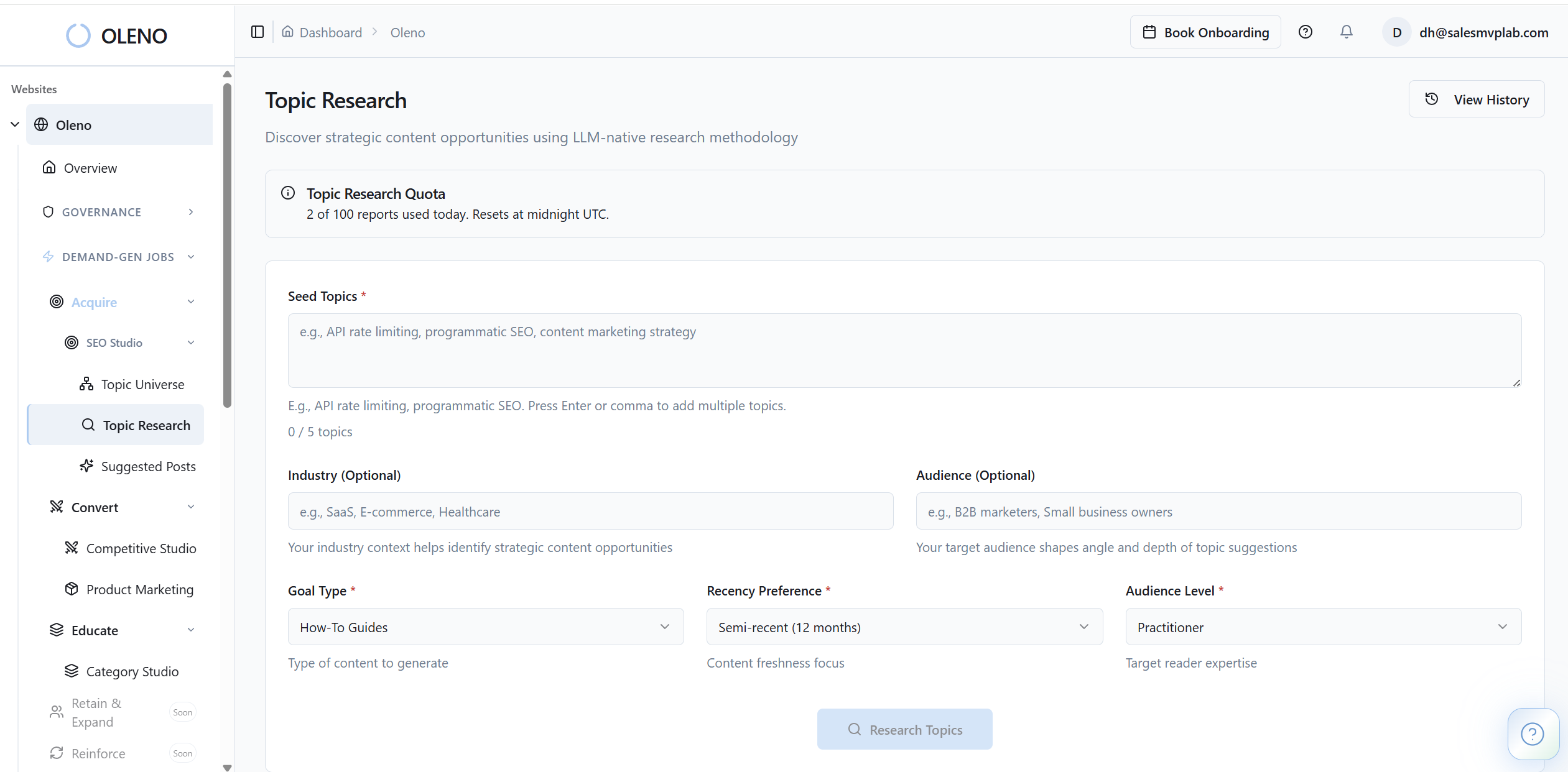 Programmatic SEO Studio eliminates the manual treadmill of keyword lists, ad-hoc briefs, and inconsistent SEO structure. It creates acquisition content at scale by discovering topics from your site, knowledge base, and competitive landscape, then running a locked-outline pipeline that produces, scores, enhances, and publishes articles on a steady cadence. This replaces fragmented research-and-write loops with a deterministic system that compounds topical coverage. For small teams, the payoff is material: move from 4–8 to 20–40+ publish‑ready articles per month without adding headcount while maintaining brand voice and on-page SEO structure. The built-in Topic Universe automatically discovers, scores, and organizes content topics across all studios. Topics are auto-promoted based on priority, quota availability, and strategic fit—not manually selected. The system maintains a rolling pipeline so you never run out of high-quality topics to publish. Because topics are enriched and de-duplicated, you build clusters intentionally rather than chasing random keywords. Governance guardrails keep positioning intact; the Quality Gate blocks thin content, so velocity doesn’t erode quality.