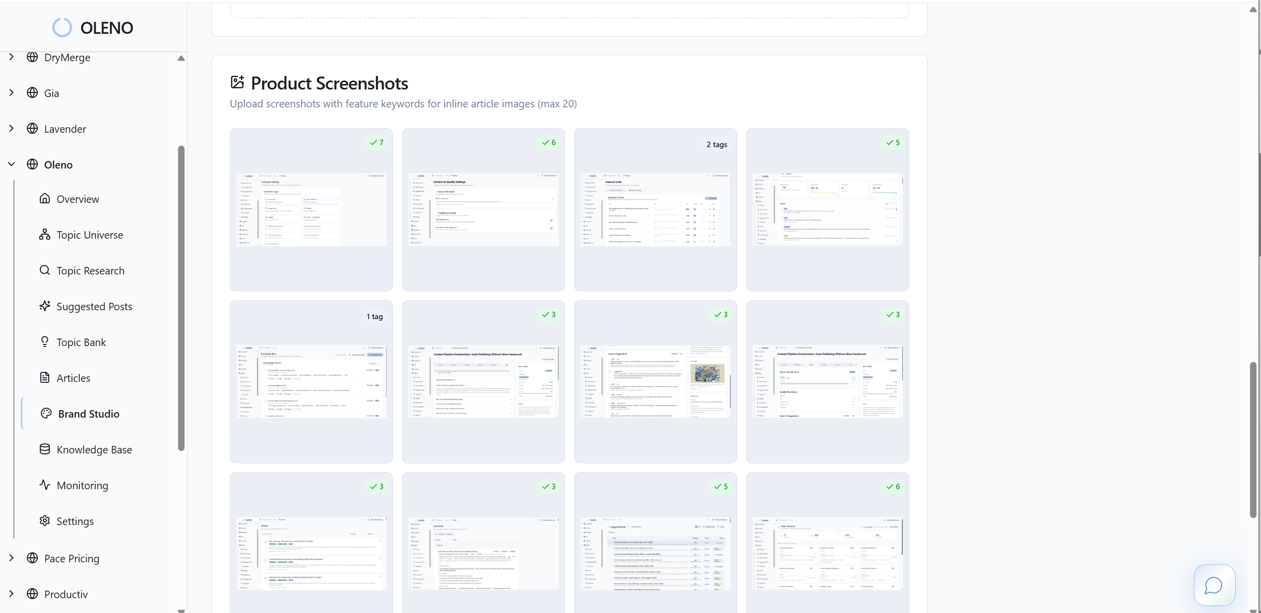 insert product screenshots where it makes sense